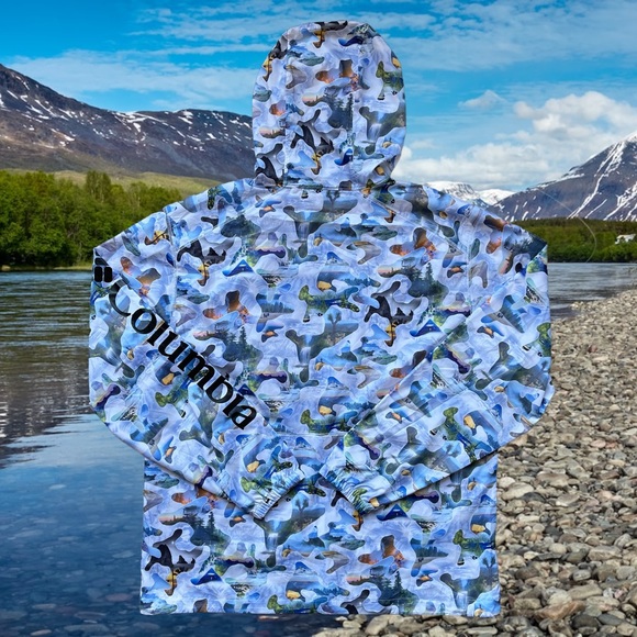 FLASH FORWARD WINDBREAKER ALL OVER PRINT MENS SIZE LARGE HOODED FULL ZIP WHITE - Picture 2 of 9